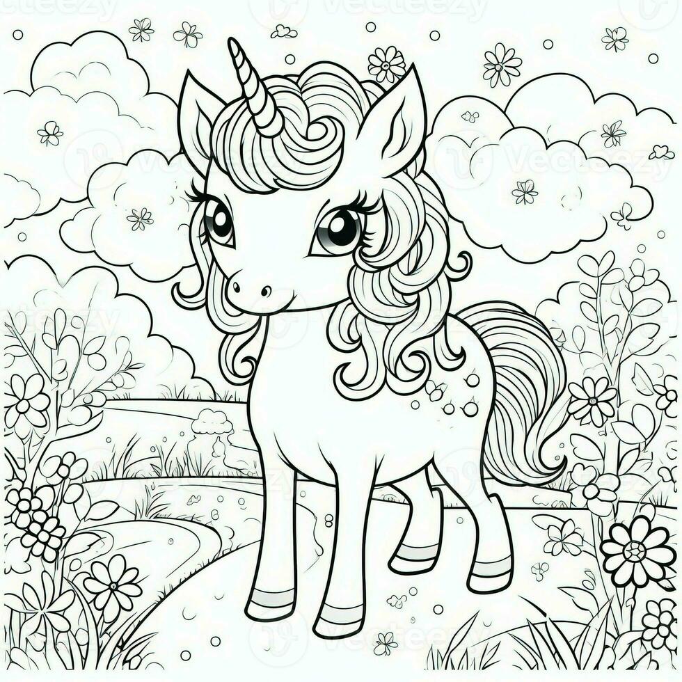 kawaii Licorne coloration pages photo