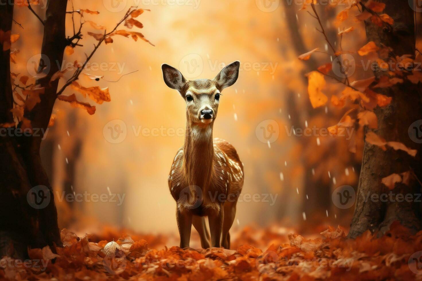 jachère cerf dans l'automne forêt photo