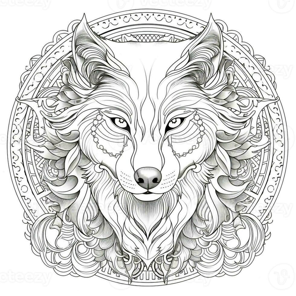 mandala Loup coloration pages photo