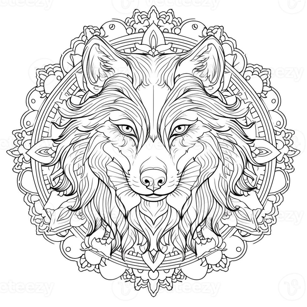 mandala Loup coloration pages photo