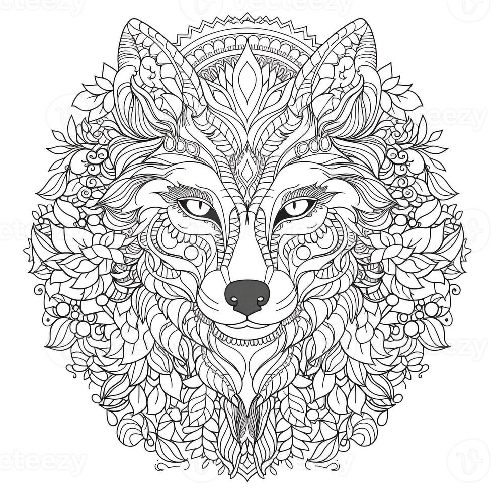 mandala Loup coloration pages photo