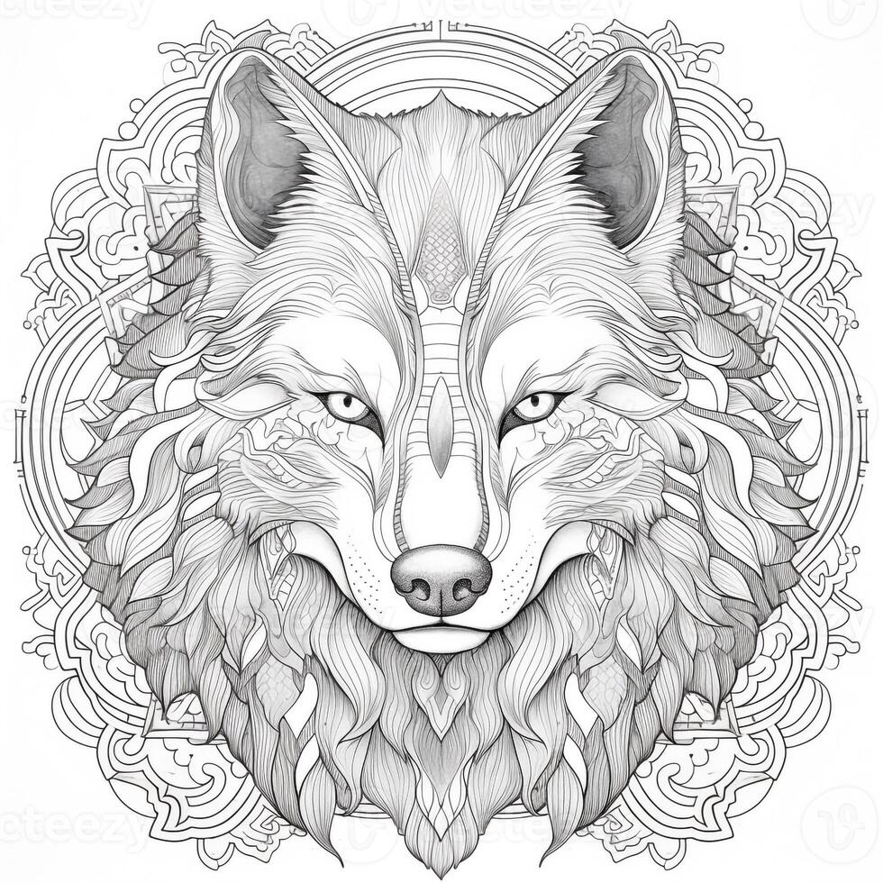 mandala Loup coloration pages photo