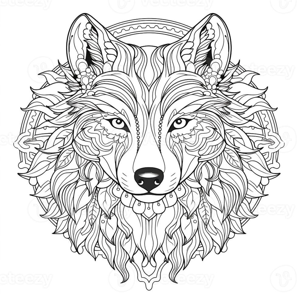 mandala Loup coloration pages photo