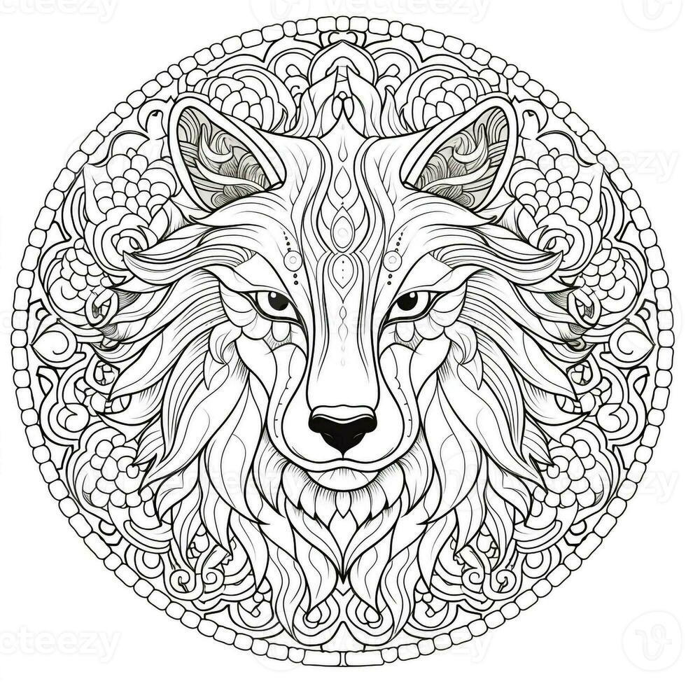 mandala Loup coloration pages photo