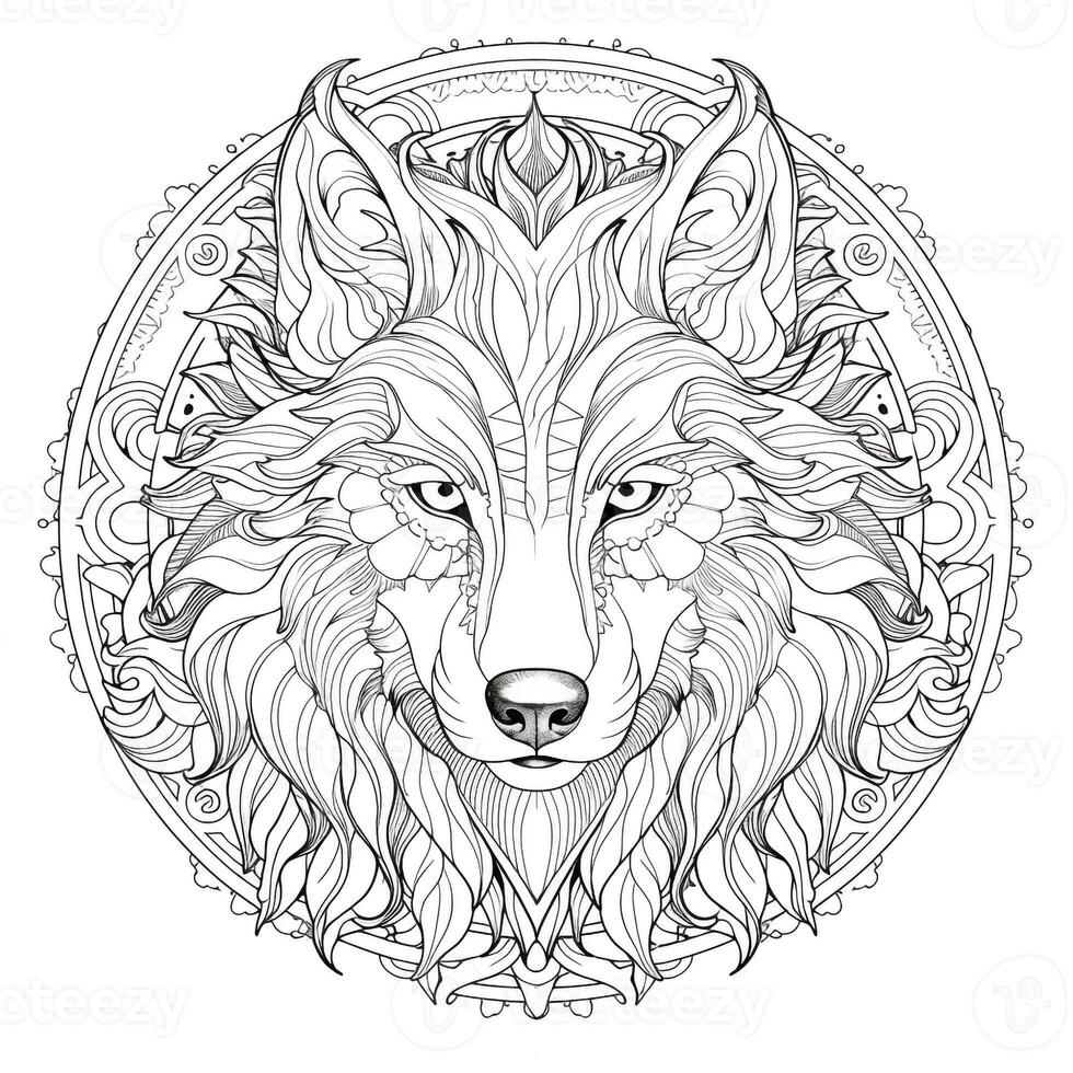 mandala Loup coloration pages photo