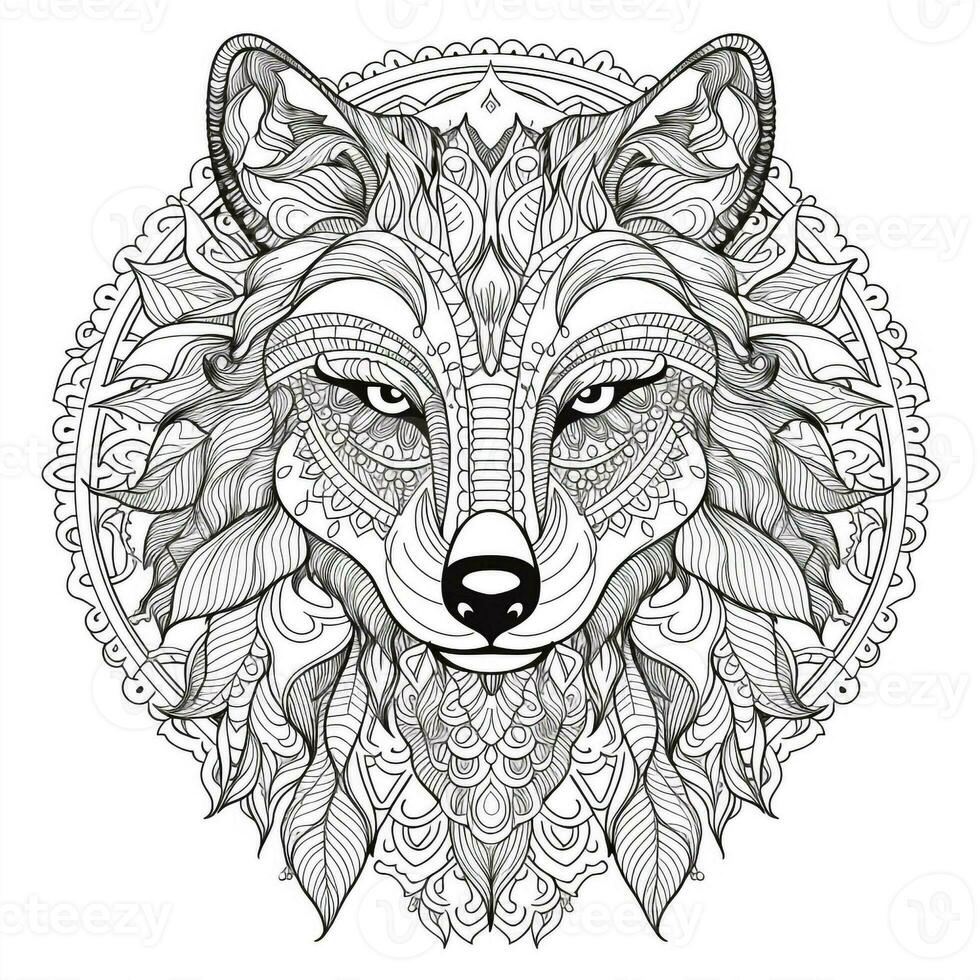 mandala Loup coloration pages photo