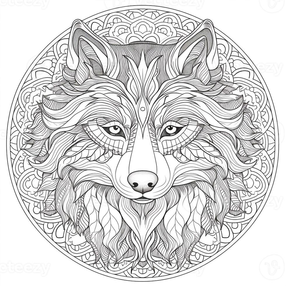 mandala Loup coloration pages photo