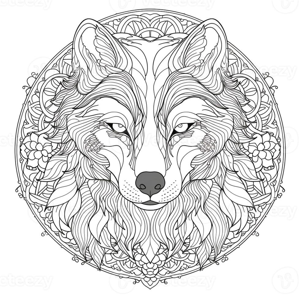 mandala Loup coloration pages photo