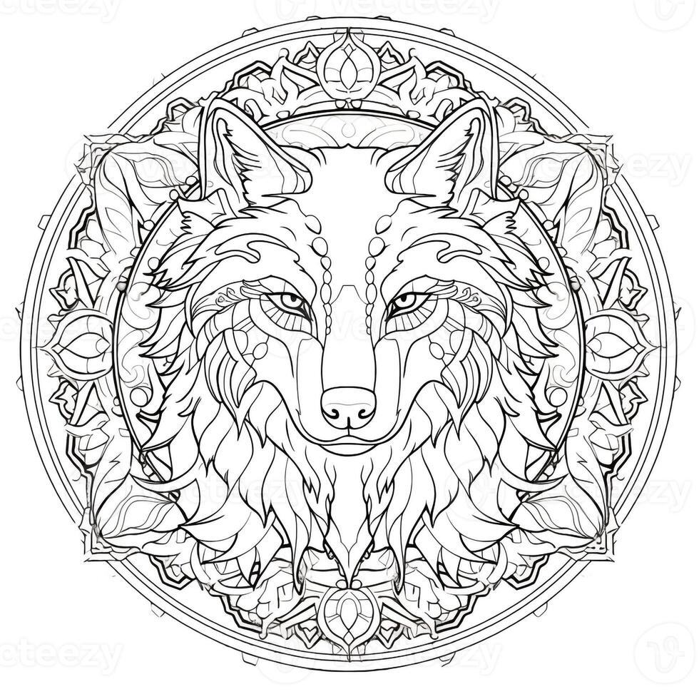 mandala Loup coloration pages photo