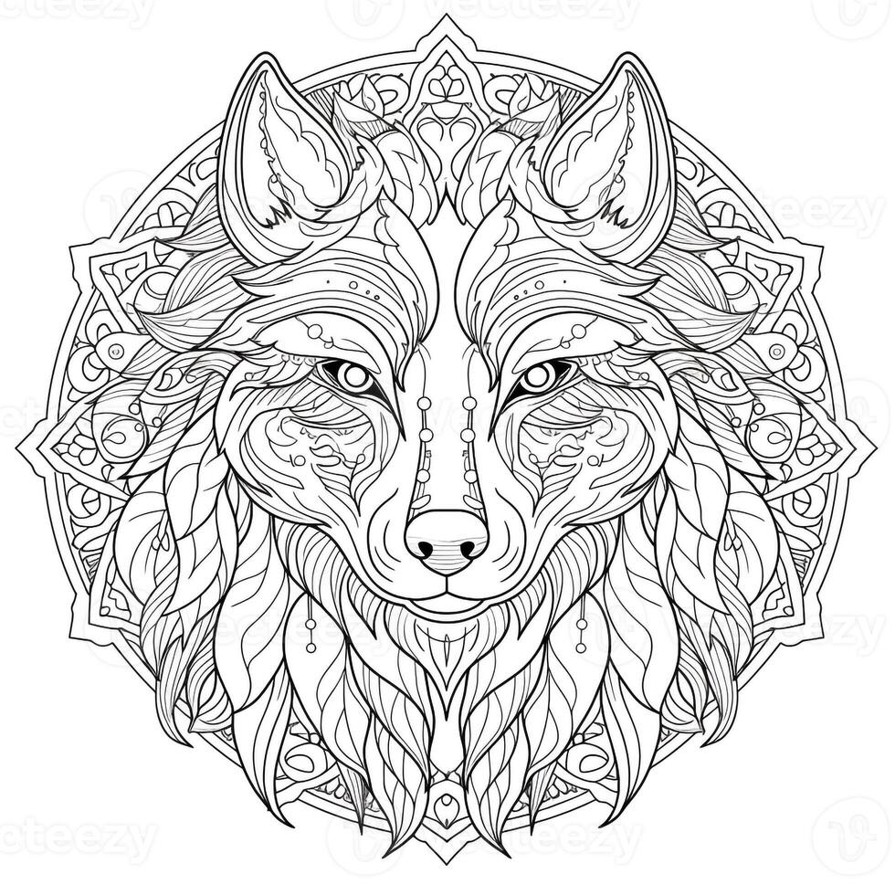 mandala Loup coloration pages photo