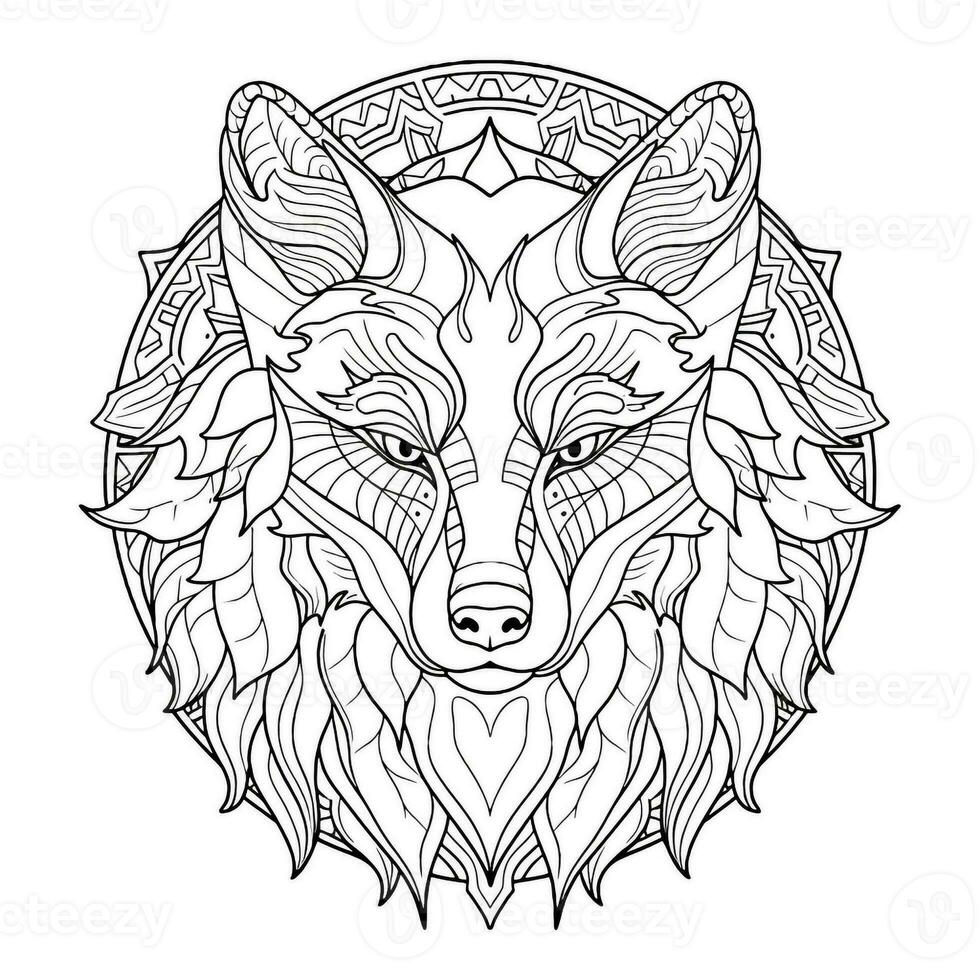 mandala Loup coloration pages photo