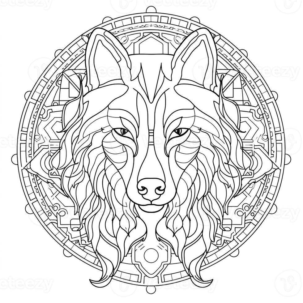 mandala Loup coloration pages photo