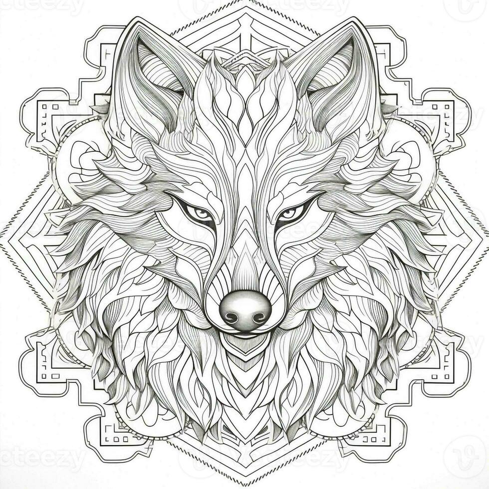 mandala Loup coloration pages photo