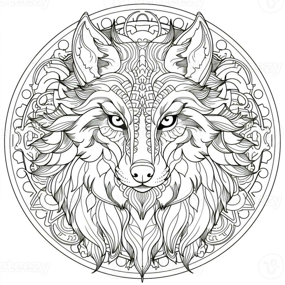 mandala Loup coloration pages photo