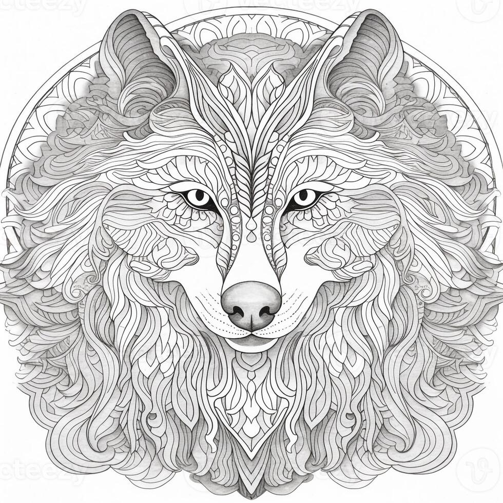 mandala Loup coloration pages photo