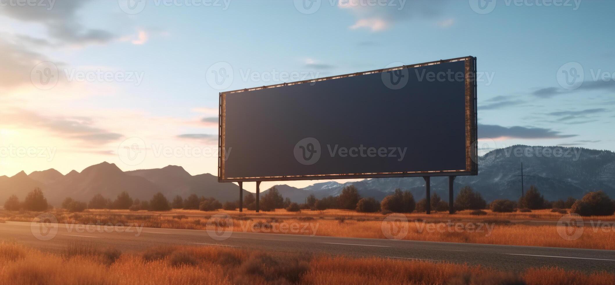 génératif ai, réaliste rue gros panneau d'affichage moquer en haut Vide pour présentation publicité. Extérieur signe Vide dans le futuriste ville, affaires concept photo