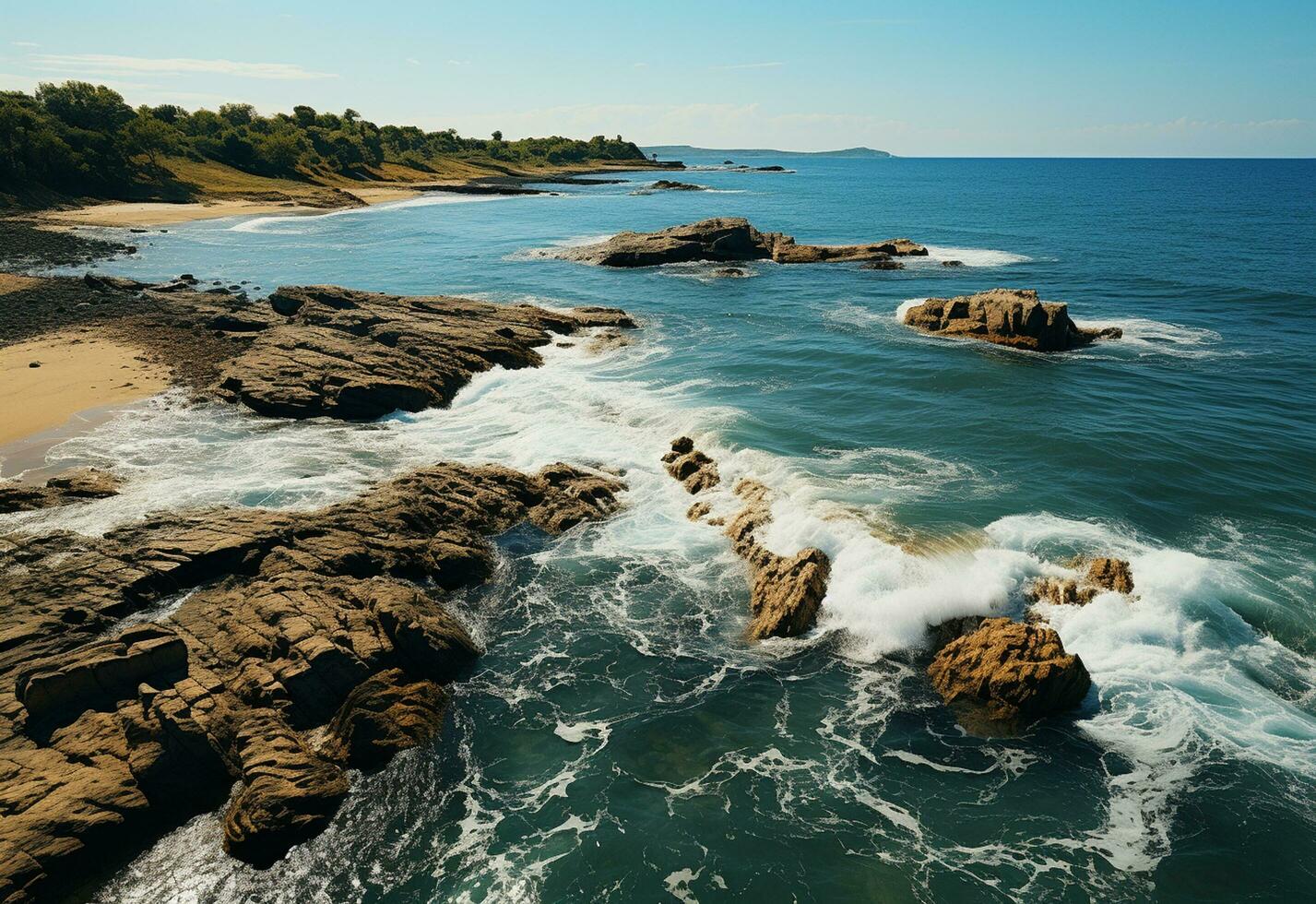 mer côté coups pris de drone réaliste image, ultra HD, haute conception très détaillé photo