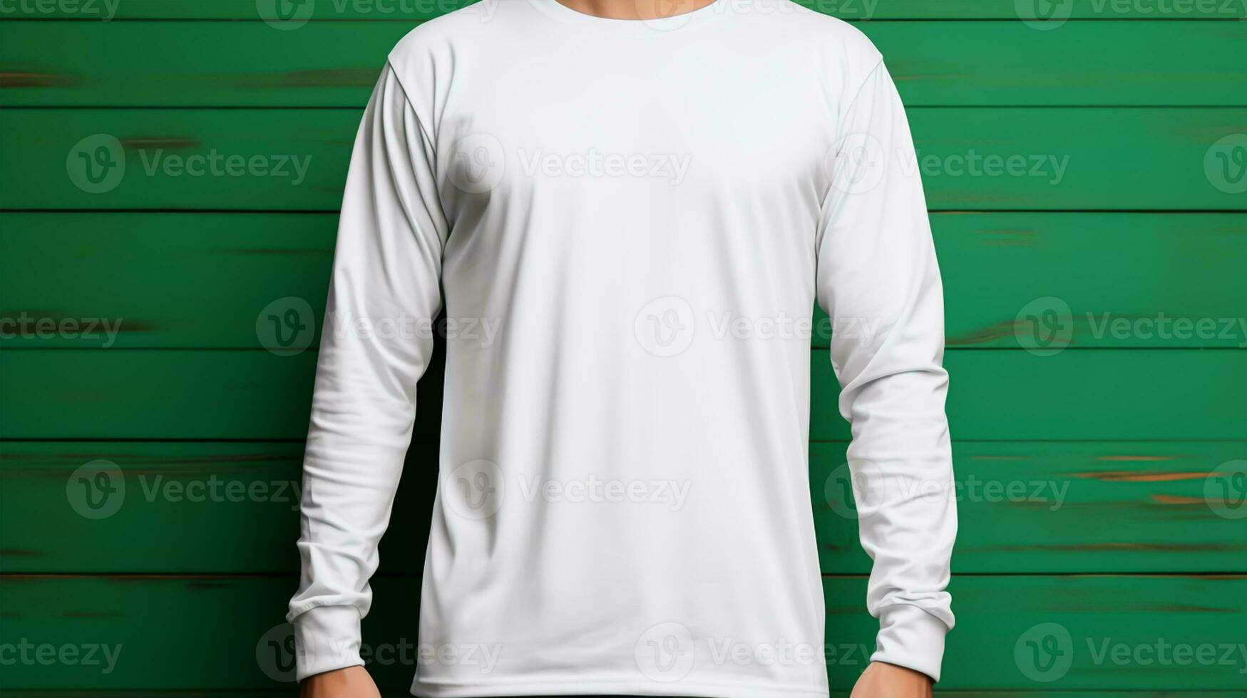 Vide blanc sweat-shirt sur en bois Contexte. photo