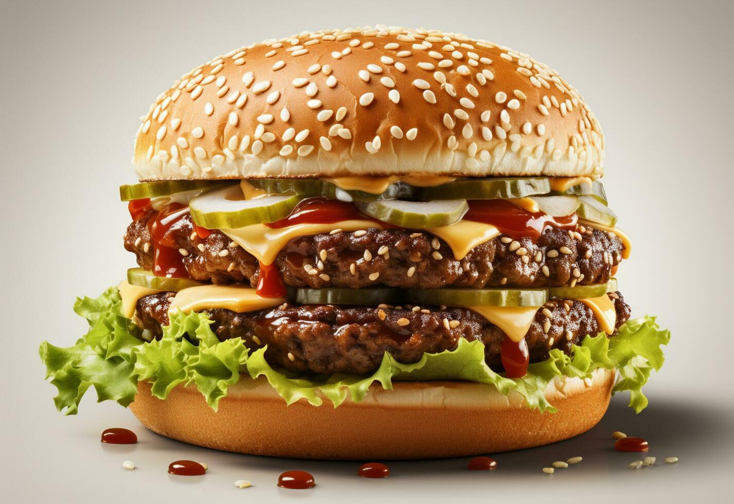 double Hamburger isolé sur blanc Contexte Frais Burger vite nourriture avec du boeuf et crème fromage réaliste image, ultra HD, haute conception très détaillé photo