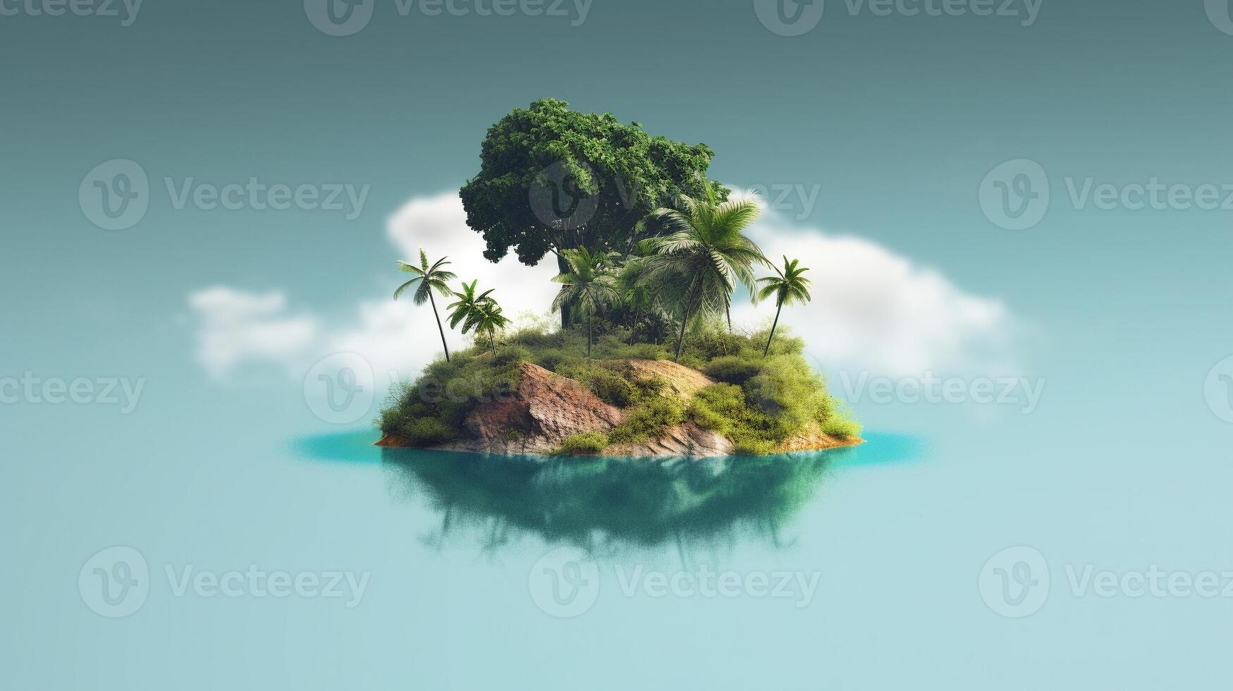 tropical arbre avec plage ou oasis, ai génératif. photo