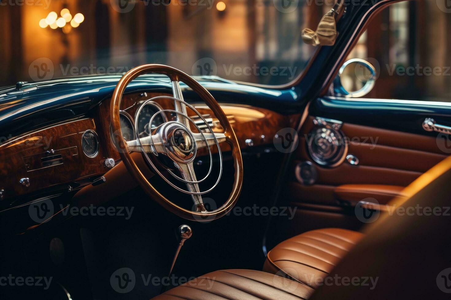 le opulence et raffinement de une luxe classique voiture par prise une proche - en haut vue de ses intérieur. génératif ai photo