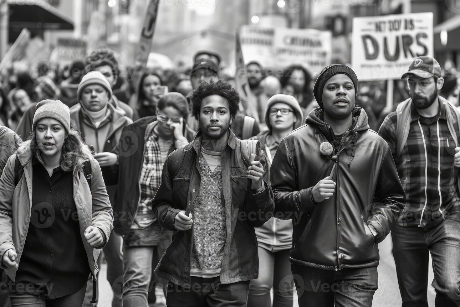 une puissant coup de une manifestation Mars pour une social cause. génératif ai photo