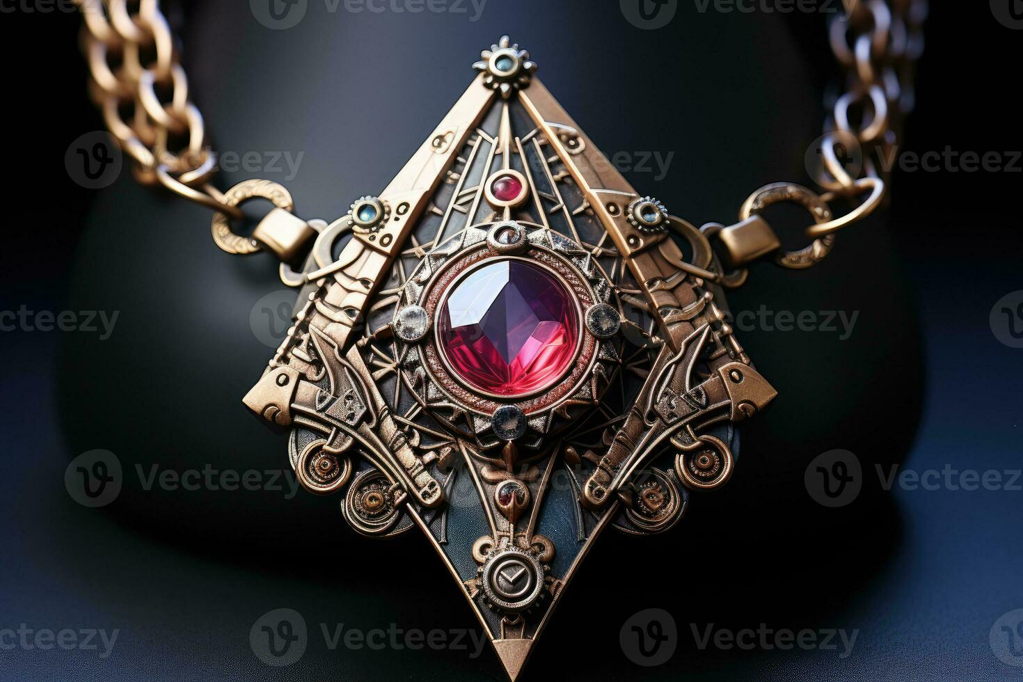 proche - en haut tir, un de manière complexe détaillé magique amulette, riches bijou tons. génératif ai photo