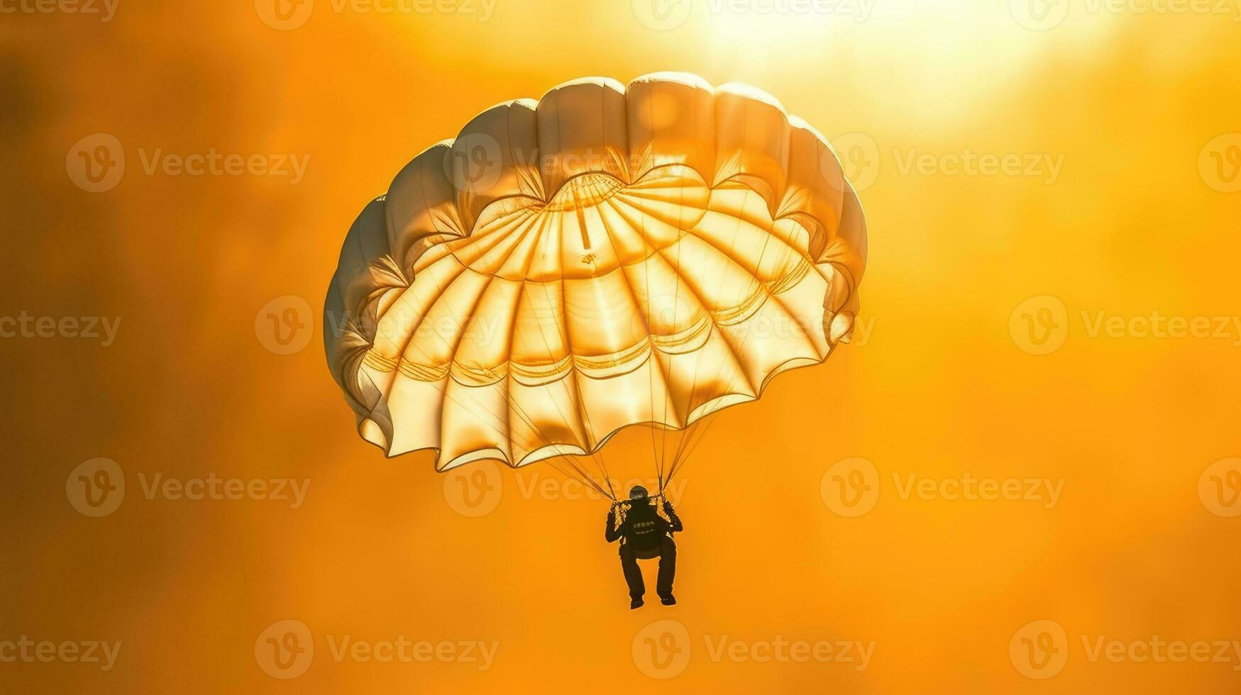 une parachutiste planant par le ciel. photo
