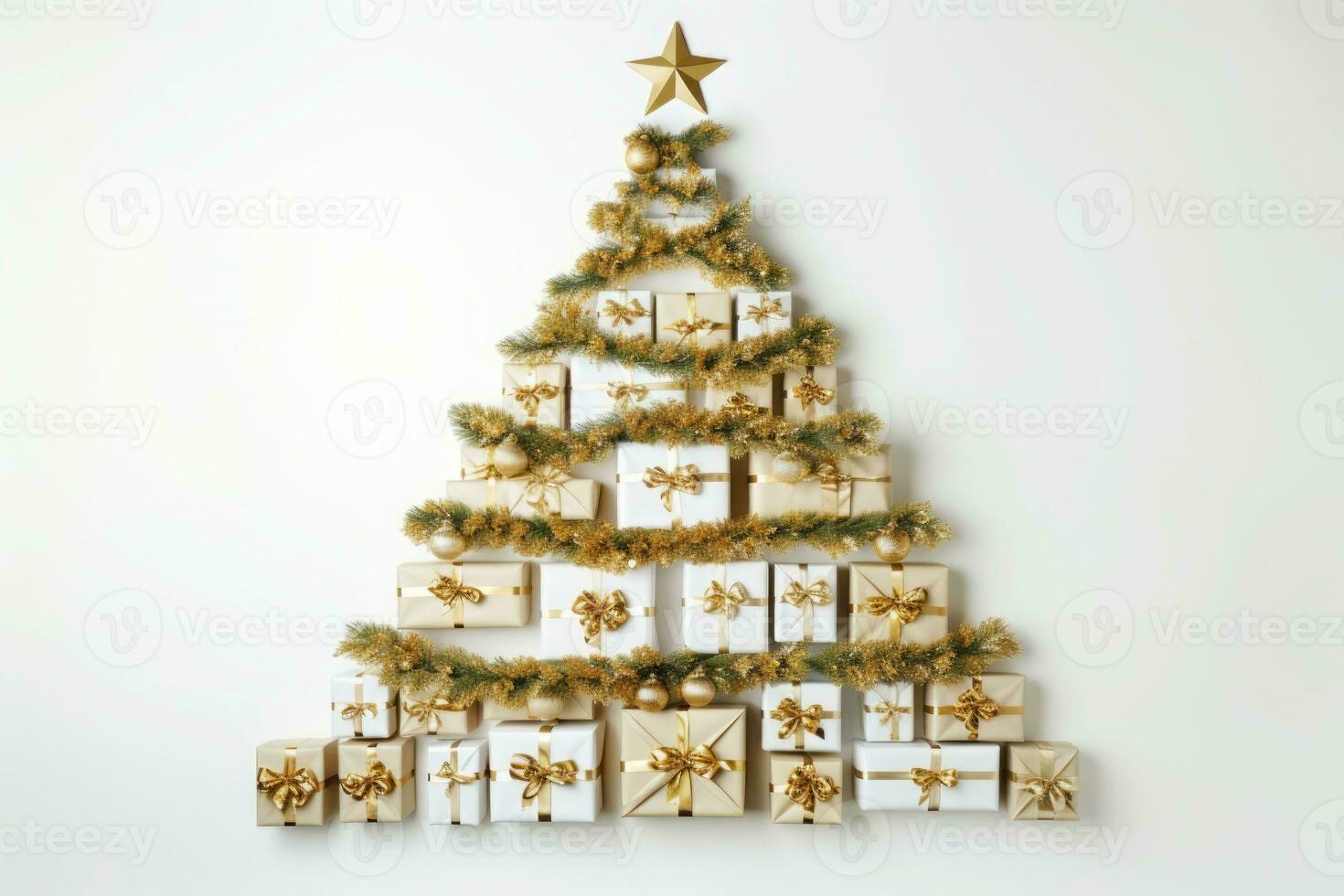 Noël Contexte avec Noël arbre fabriqué de coloré cadeau des boites et présente. ai généré photo