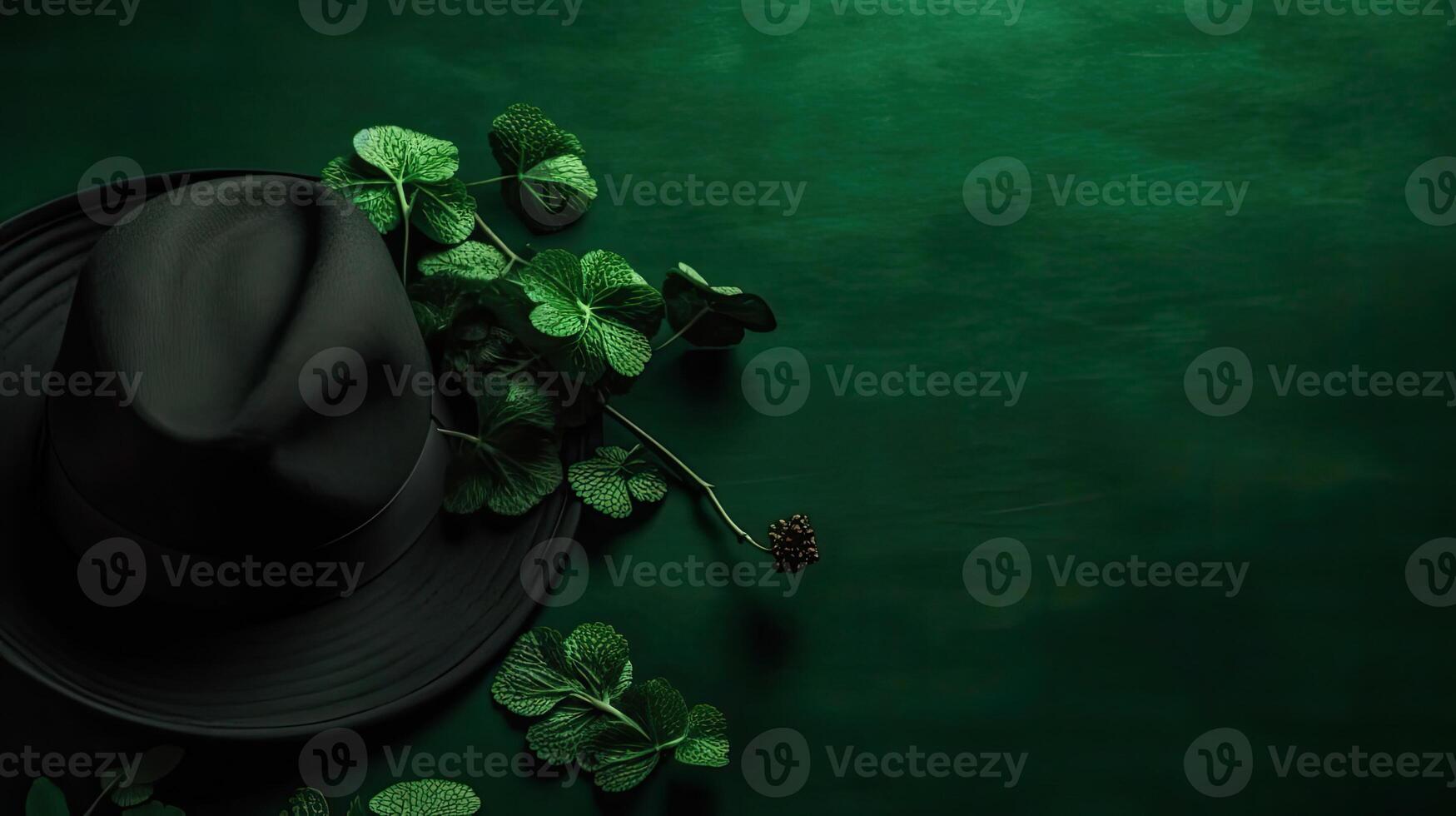 concept conception de vert chapeau et vert feuilles sur vert pastel Contexte pour st patrick, ai génératif photo