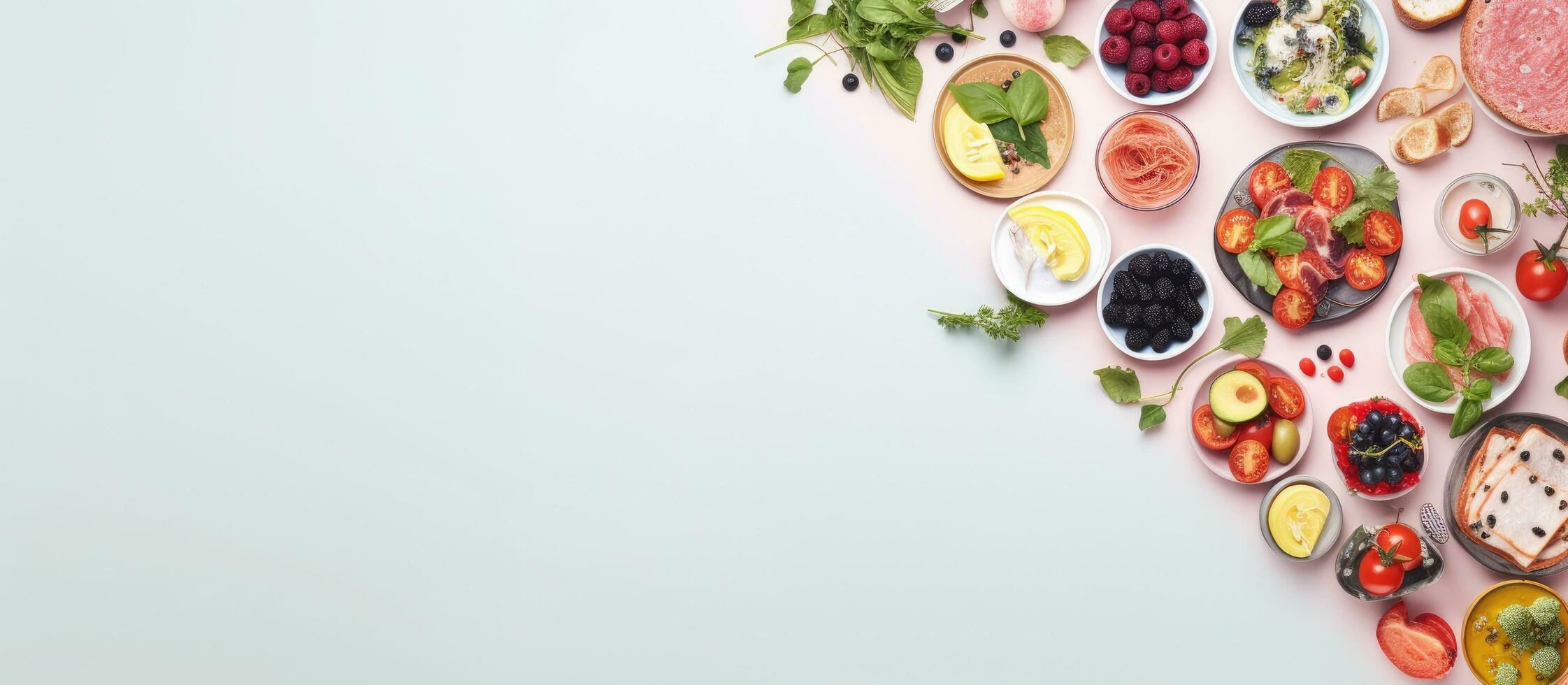 photo de une coloré et en bonne santé cœur en forme de afficher de Frais des fruits et des légumes avec copie espace