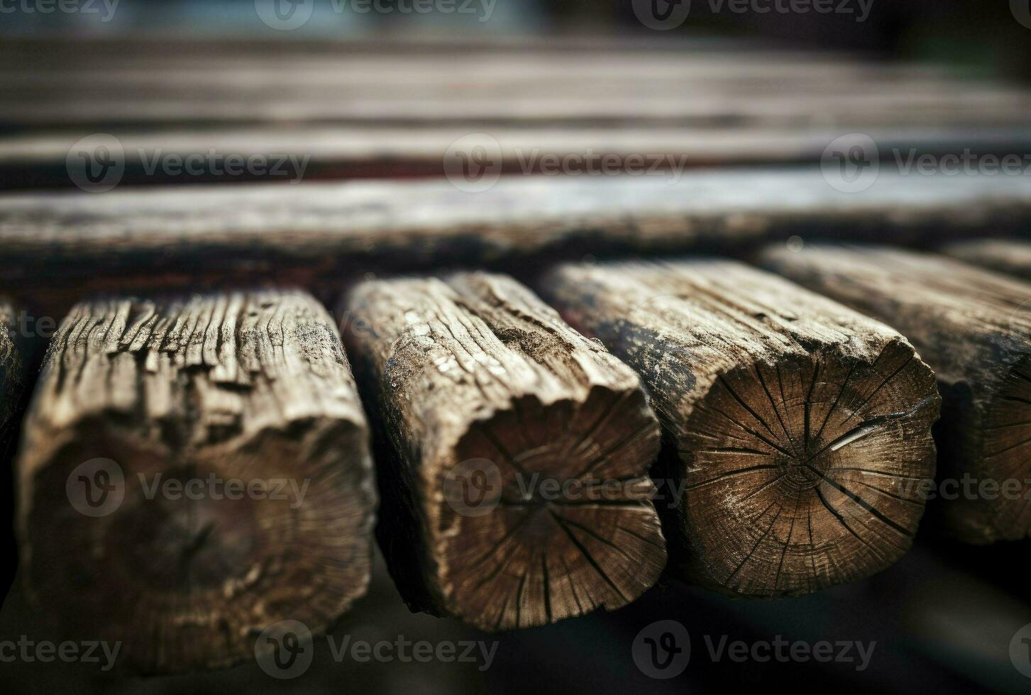 proche en haut coup de vieux en bois pont, génératif ai photo