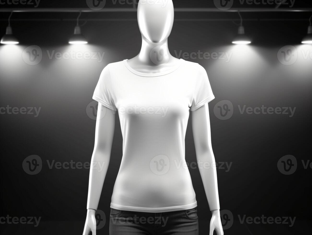 blanc T-shirt maquette sur mannequin ai génératif photo