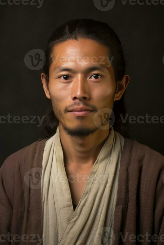 studio coup de Jeune asiatique homme dynamique émotif gestes ai génératif photo