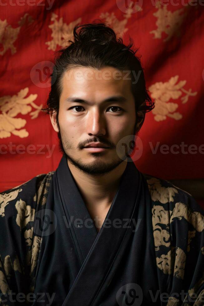 studio coup de Jeune asiatique homme dynamique émotif gestes ai génératif photo