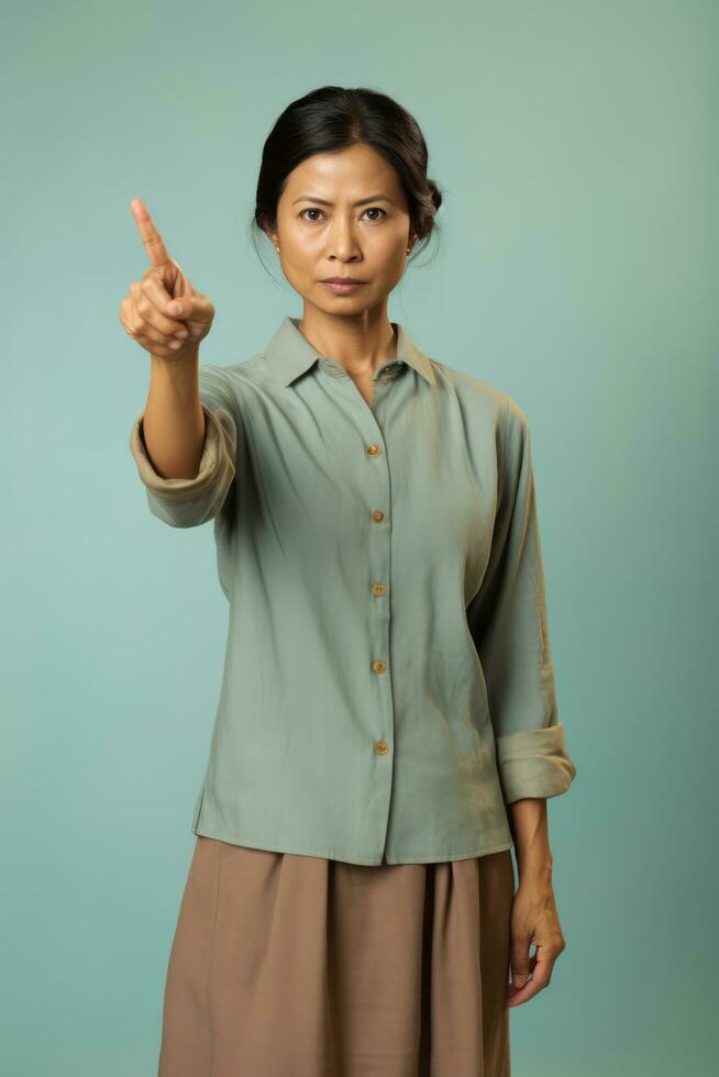 studio coup de asiatique femme dynamique émotif gestes ai génératif photo