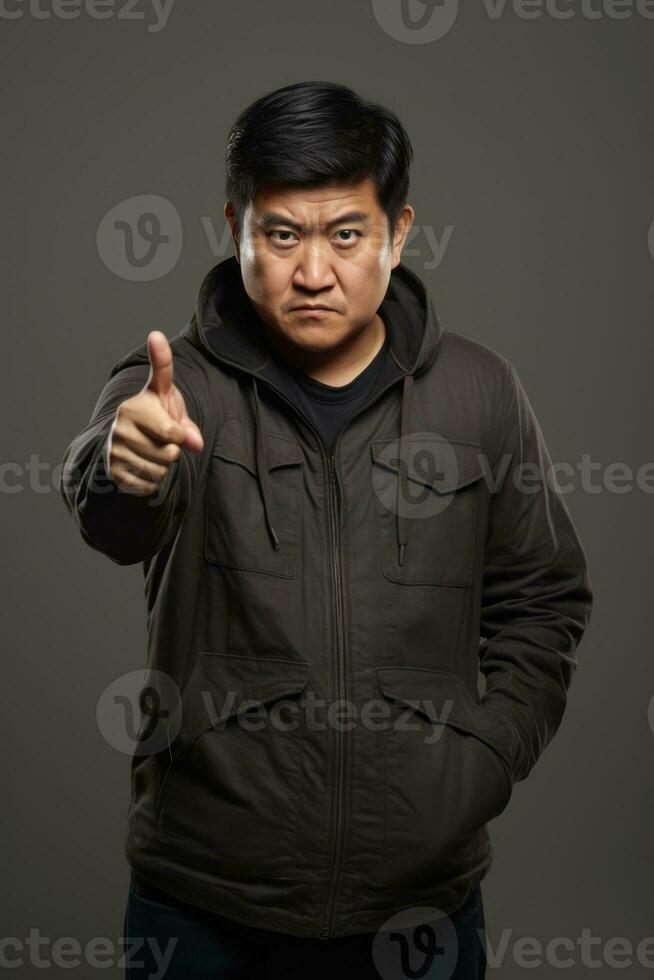 Beau asiatique homme émotif dynamique pose ai génératif photo