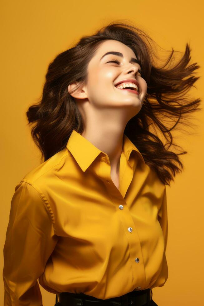 studio coup de femme dynamique émotif gestes ai génératif photo