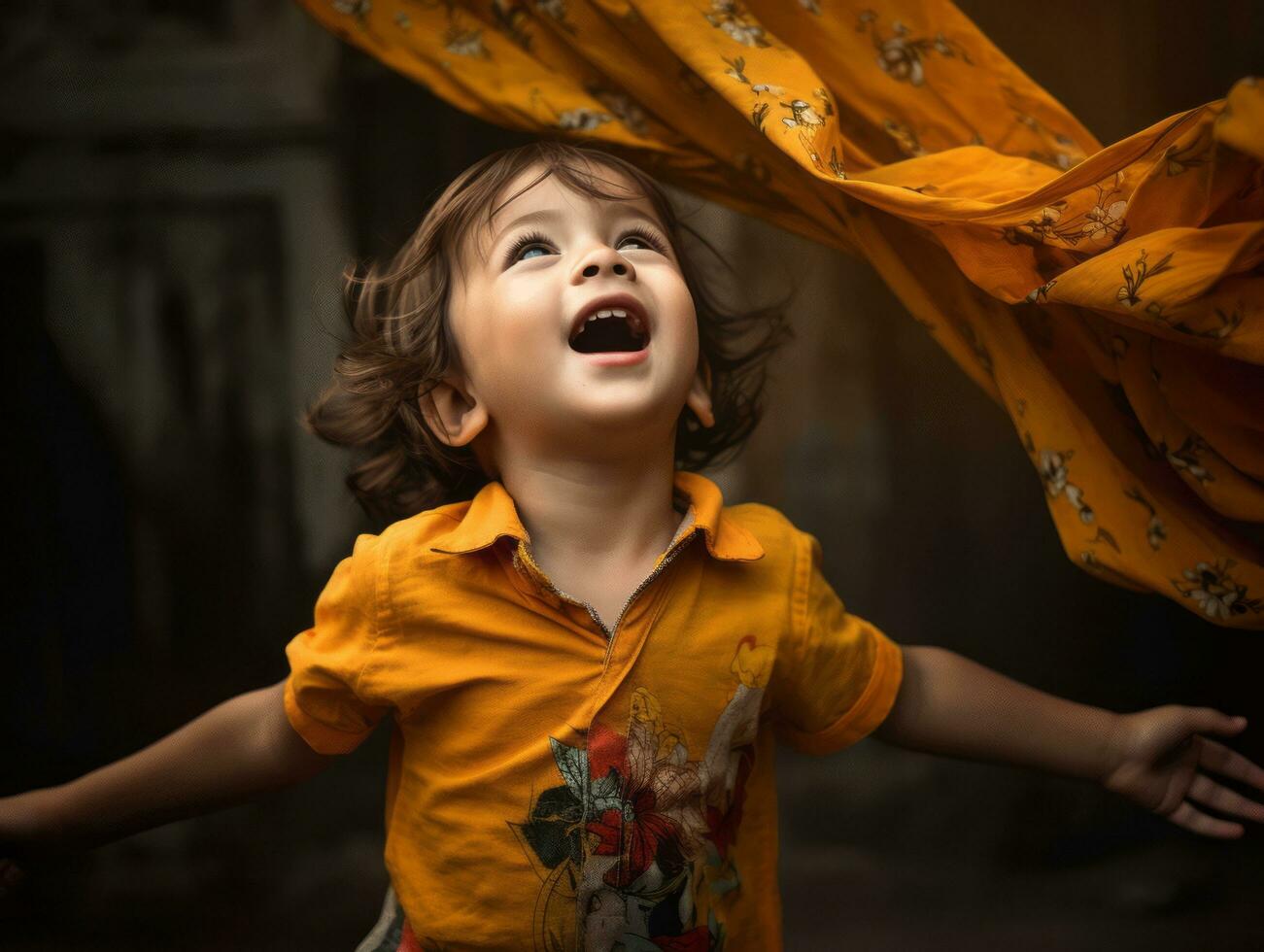 asiatique enfant dans émotif dynamique pose dans école ai génératif photo