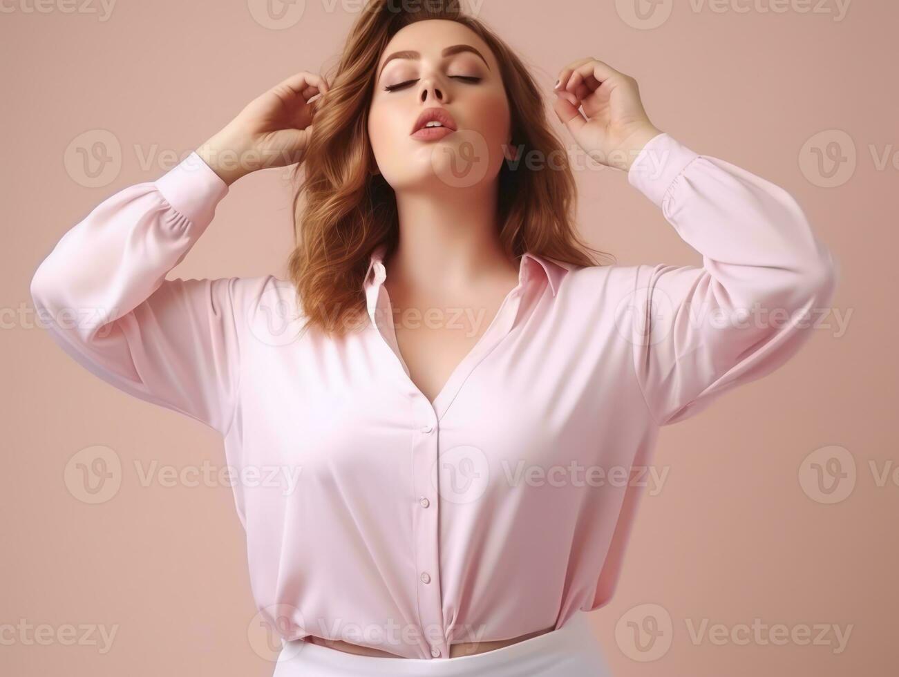 plus Taille femme dans émotif dynamique pose ai génératif photo