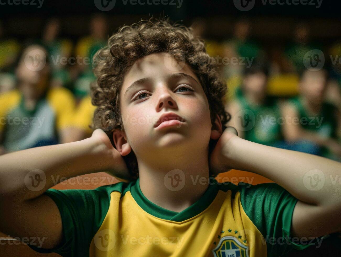 photo de émotif dynamique pose brésilien enfant dans école ai génératif