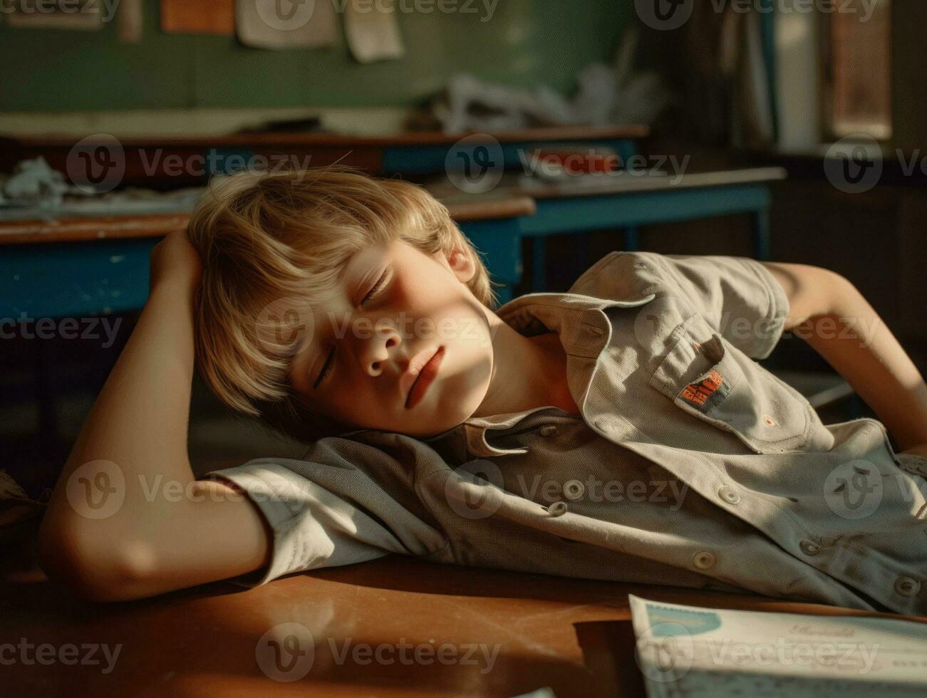 photo de émotif dynamique pose brésilien enfant dans école ai génératif