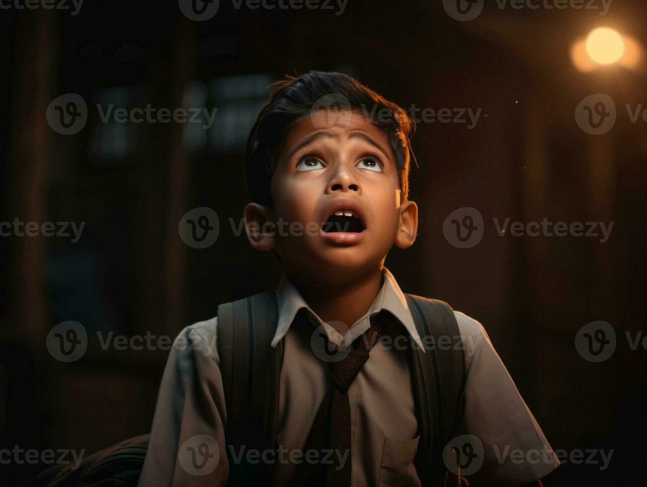 photo de émotif dynamique pose Indien enfant dans école ai génératif