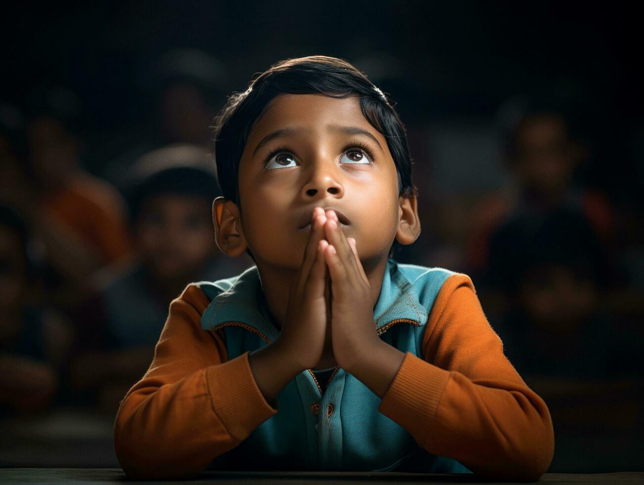 photo de émotif dynamique pose Indien enfant dans école ai génératif