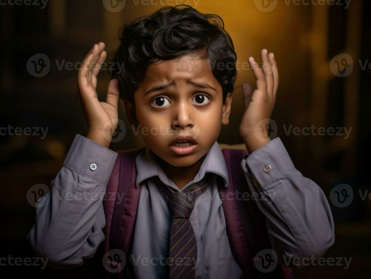 photo de émotif dynamique pose Indien enfant dans école ai génératif