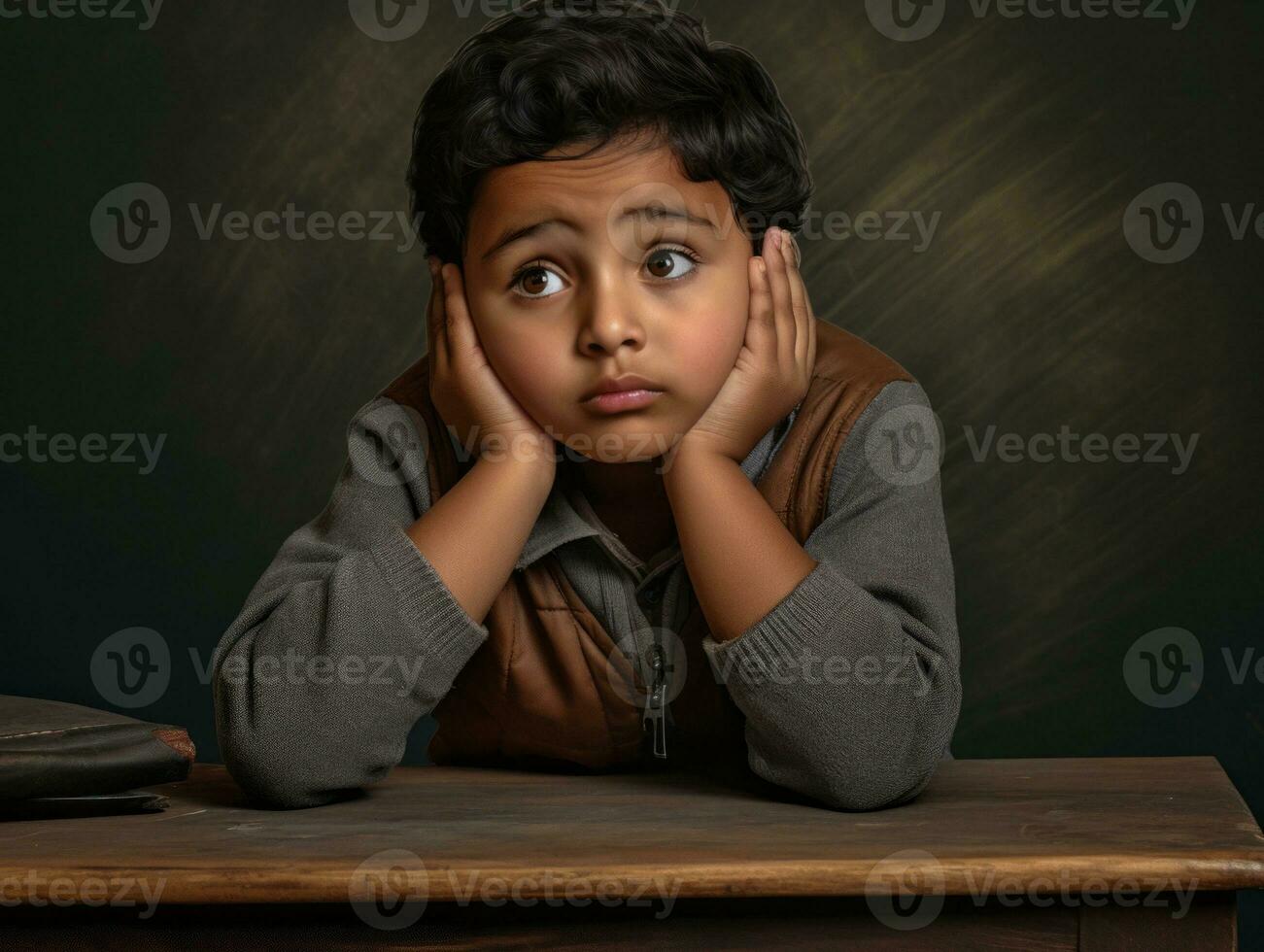 photo de émotif dynamique pose Indien enfant dans école ai génératif