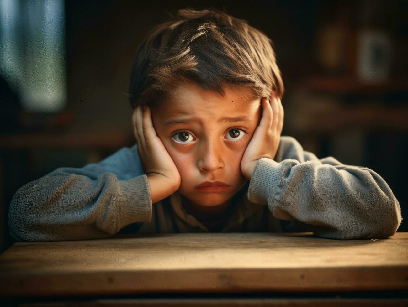 photo de émotif dynamique pose mexicain enfant dans école ai génératif