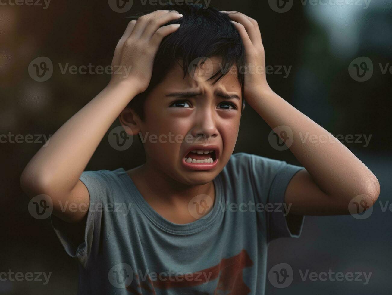 photo de émotif dynamique pose mexicain enfant dans école ai génératif