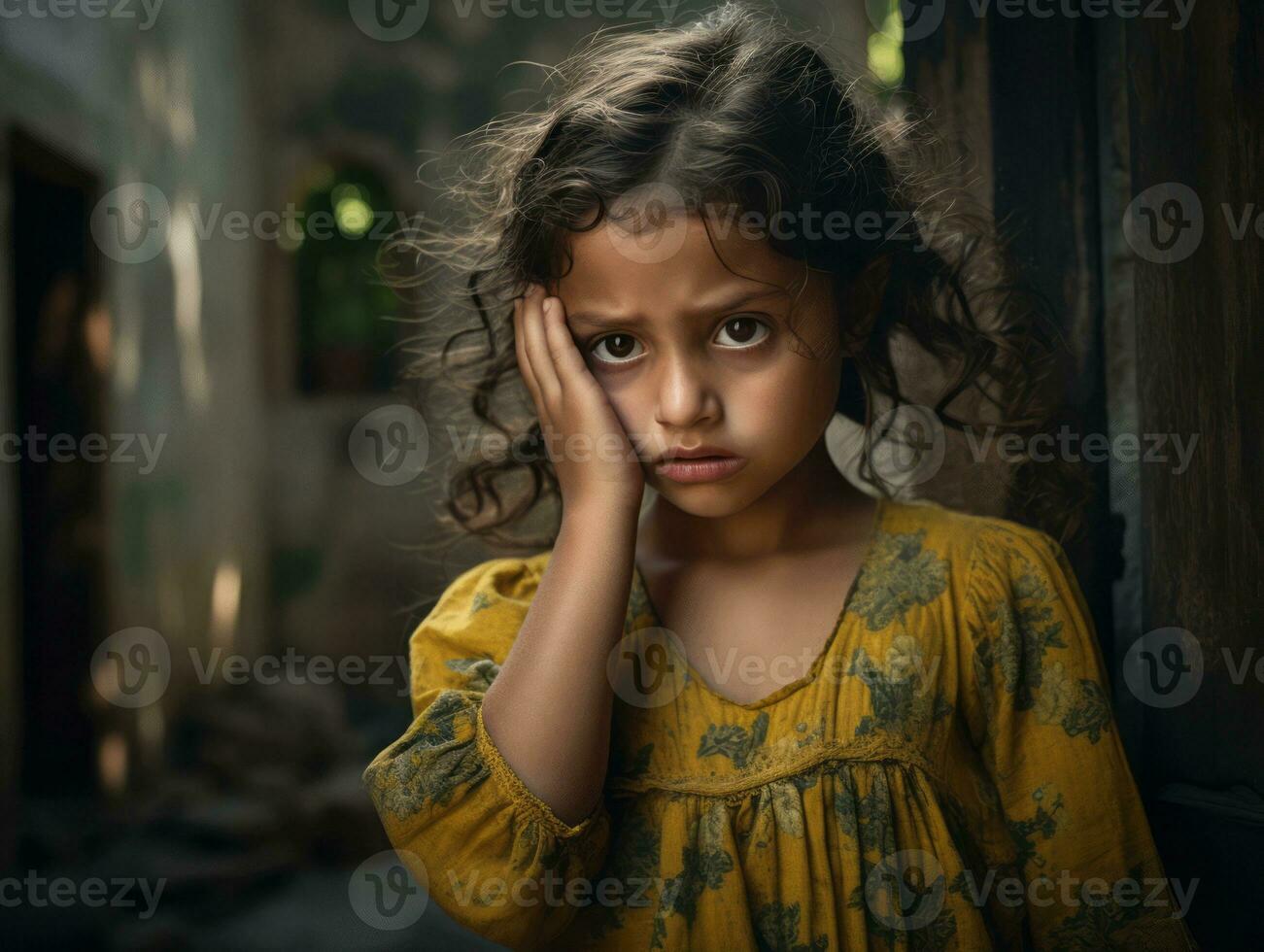 photo de émotif dynamique pose mexicain enfant dans école ai génératif