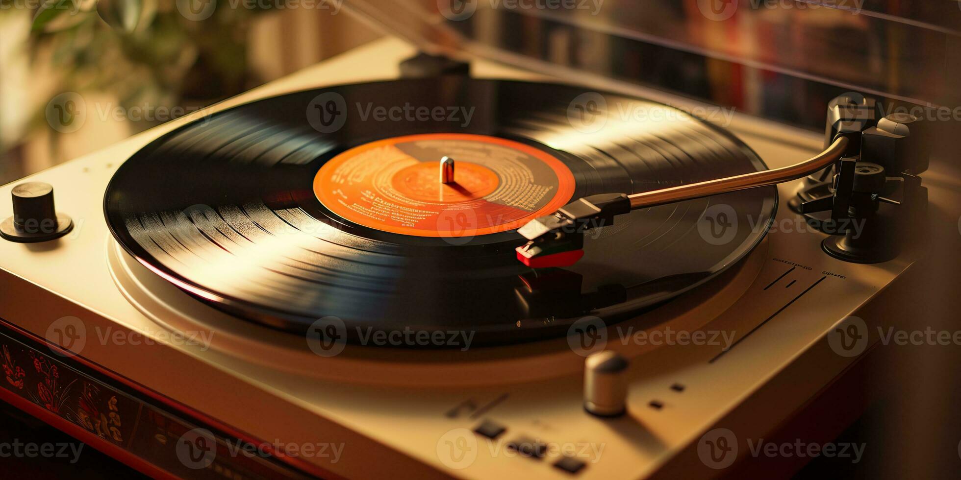 ai généré. ai génératif. rétro ancien antique du son la musique l'audio vinyle joueur record boîte à confortable maison. graphique art photo